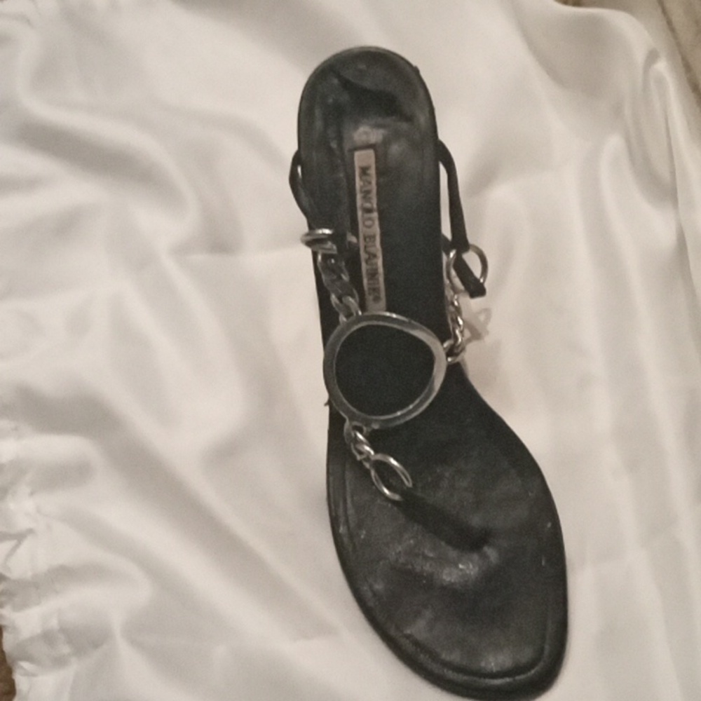 $125...Gucci and Monolo Blanik Black Heeled Sandals 2 for 1. Authentic